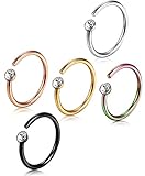 FIBO STEEL 20G 2-5PCS Stainless Steel Body Jewelry Piercing Nose Ring Hoop 8-12MM Inner Diameter
