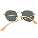 LKEYE Small Unisex Classic Vintage Round Mirror Lens Polarized Sunglasses LK1702 3447 Gold Frame/Dark green Lens