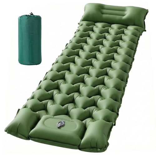 Elegear Isomatte Camping, 10CM Ultraleicht Aufblasbare Luftmatratze mit Fußpumpe, Strapazierfähiges 50D-Nylon + TPU Tragbar Kompakt Wasserdicht Schlaf