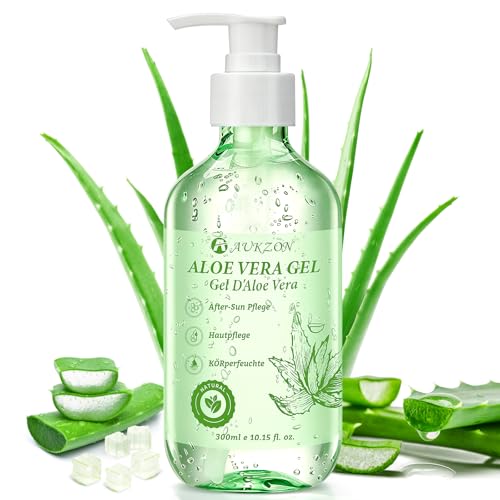 Aloe Vera Gel 300 ml - 100% Natural Aloe Vera Moisturising Cream for Face, Body and Hair, Soothing Nourishing Natural Cosmetics for Dry Stressed Skin, After Sun Sunburn