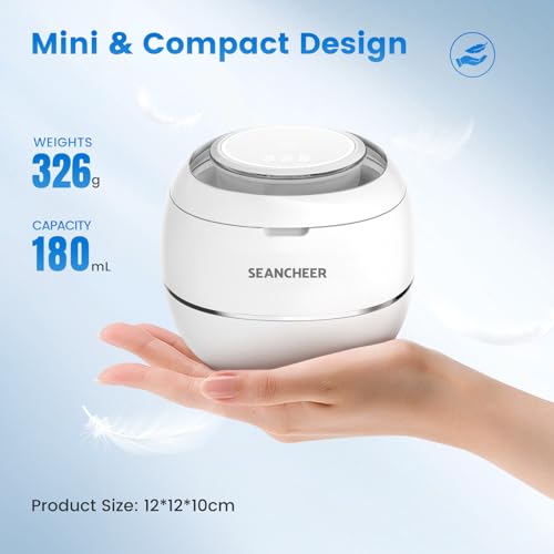 SEANCHEER Ultrasonic Cleaner | 48kHz | 24W | 180ML | Ultrasonic Retainer Cleaner Machine with U-V Light for | Retainer | Aligner | Denture | Night Guard | Jewelry | (White)