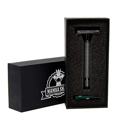 Mamba Shave Rastrillo para Afeitar Ragnar de Acero Inoxidable con 5 navajas de doble filo. Rastrillo Mariposa. Rastrillos para Afeitar Hombre Vintage. Rastrillo de Seguridad. Safety Razor (Grafito)