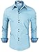 TAM WARE Mens Trendy Slim Fit Inner Checkered Button Down Shirt TWNMS323S-SKYBLUE-US S