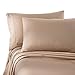 Honeymoon 1800 Brushed Microfiber Embroidered Bed Sheet Set, Ultra Soft, Queen - Tan