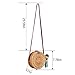 Round Rattan Bags,Handwoven Straw Crossbody Handbag for Women with Shoulder Leather Strap