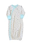 Parade Organics Organic Baby Printed Kimono Gown, Teal Stars, Newborn