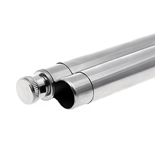 Kloud City 2 Ounce Stainless Steel Tubed Pocket Wine Whiskey Flask Tubes with Cigar Storage Case Tube Holder