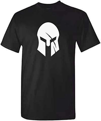 MITEESMens Spartan Helmet Tshirt - Black OCR Training T Shirt (Medium)