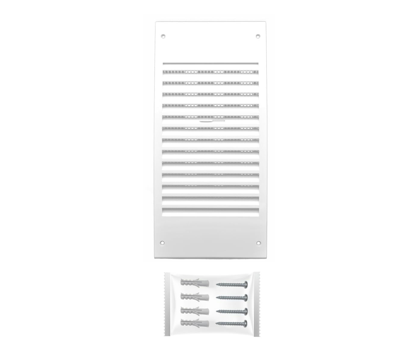 H&C VENT Ventilation Grille 5.5 x 11.8 Inch with Control Slider – White 140 x 300 mm PVC Exhaust Cover with Insect Protection – Square Air Supply System Element