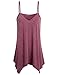 Miusey Womens Handkerchief Hem Flowy Top Casual Summer Spaghetti Strap Camisoles Tank (Large, Red)