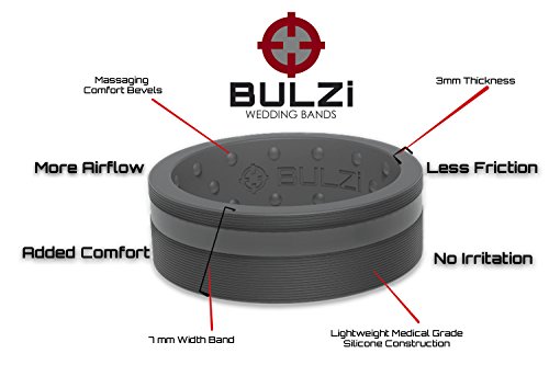 BULZi Wedding Bands, Massaging Comfort Fit Premium Silicone Ring with Airflow, Men's and Women's Rings, Breathable Flexible Work Safety Design (White Zi2, Size 12 - (8mm Width Band)) - Thumbnail 2
