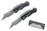 Set of 2 Vulcan Gear Utility Knives Box Cutter Set with 10 Extra Blades Included