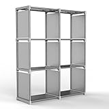3-tier Storage Cube Closet Organizer Shelf, DIY 6-cube Bookcase Cabinet without Doors for Bedroom, Living Room and Office (Gray, 6-cube)