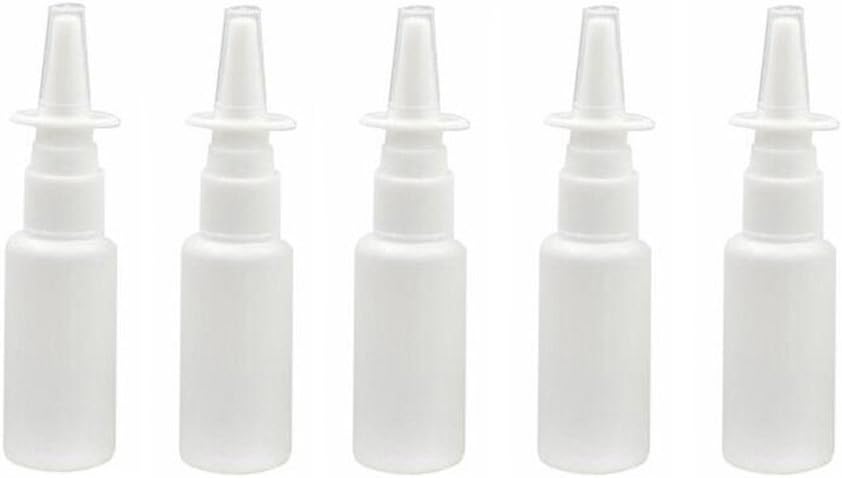 CMJ™ 5 x 15ml Empty Nasal Pump Spray Plastic Bottle Refillable White Fine Mist UK