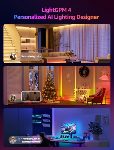 Lepro S1 AI Smart LED Strip Lights 15M RGB+IC, Works with Alexa & Google Assistant, Music Sync, Colour Changing, WiFi Bluetooth App Voice Control, Personalized AI Lighting Designer, Flexible LED Light