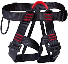 "" Tree &amp; Rock Climbing Harness - Extremely Comfortable - Quick Adjust Leg Loops &amp; Quick Adjust Elasticized Hip Belt - Size Medium - Black