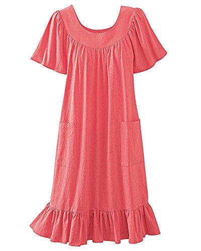 National Crinkle Cotton Dress, Coral, X-Large
