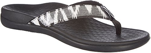 Vionic Tide Sequins Thong Flip Flop Sandal Shoe - Black/White - Womens - 8