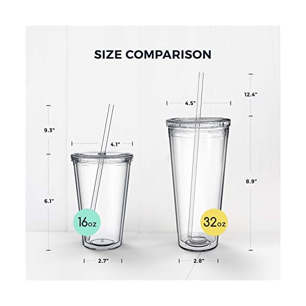 Maars Drinkware Bulk Double Wall Insulated Acrylic Tumblers with Straw