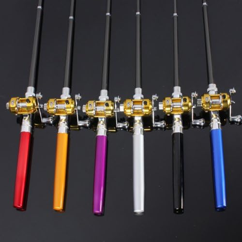 LookTarn Portable Pocket Pen Shape Aluminum Alloy Fishing Rod Pole Reel Combos