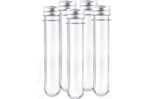 Acrux7 30 Pack Clear Plastic Test Tubes with Screw Caps, 45ml Clear Botanical Bath Salt Tubes 1x5 inch for Beads, Gumball, Candy Storage, Decorate(25x140mm)