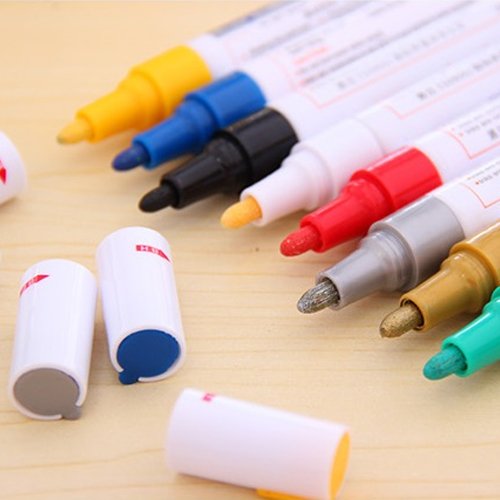 interjunzhan Car Tyre Tire Tread Rubber Metal Permanent Paint Marker Pen 12 Colors Waterproof(1 pcs,1 Color) White