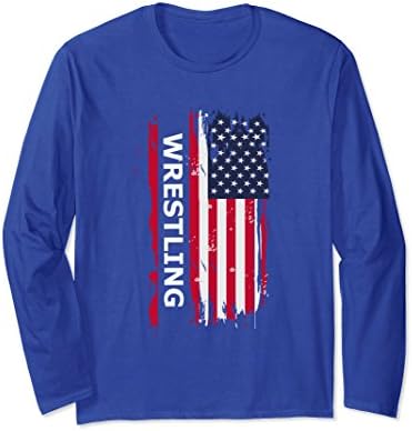Unisex Wrestling USA LONG SLEEVE Gift t shirt Wrestlers Tees Medium Royal Blue