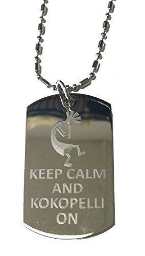 Keep Calm and Kokopelli On Rasta - Military Dog Tag, Luggage Tag Metal Chain Necklace