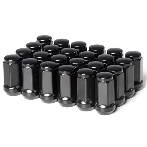 Circuit Performance 14x1.5 Black Closed End Bulge Acorn Lug Nuts Cone Seat Forged Steel (24 pieces)