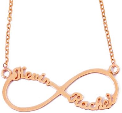 Personalized Infinity Name Necklace Infinity Pendant, Two Names Necklace Valentines Gift (Rose gold)