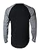 ZIMEGO Men's Long Sleeve Color Block Raglan V Neck Henley Curved Hem Slim Shirts Black/Heather Grey