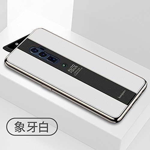 Yhuisen Fashion Luxury Plating PC Glass Mirror Back Cover Soft Frame Shockproof Protective Case for Oppo Reno 10x Zoom (6.6 inch) (Color : White)