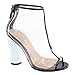 Women's Open Toe Block Chunky Clear Perspex Heel Ankle Boot Bootie Shoe