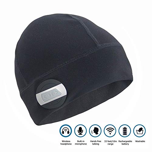 Enkrio Stereo Bluetooth Wireless Headband Headsets Ergonomic Sports Headbands Bluetooth 4.2 Music Sleep Headphones Built-in Speakers Microphone for Workout, Jogging, Running, Yoga (Cap)