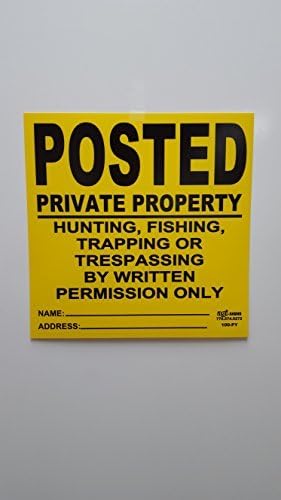 20 Pack - 0.023" x 11.25" x 11.25" HDPE Posted Private Property, Written Permission Sign