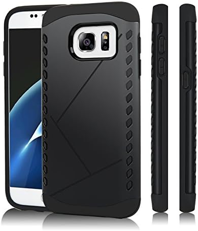 Galaxy S7 Case -MoMoCity S7 Case 2 in 1 Design [Heavy Duty] Hard Plastic TPU &amp; PC Protective Case Bumper for Samsung Galaxy S7 Black