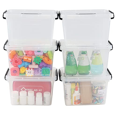 Innouse 6 Quart Clear Latching Storage Bin, Plastic Storage Box with