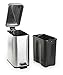 BINO | Rectangular Step Trash Can | 1.3 Gallon/5 Liter Stainless Steel Trash Can with Lid | Home or Office Bathroom Trash Cans with Lids | Kitchen Garbage Can with Non-Slip Stepper | Brushed Steel