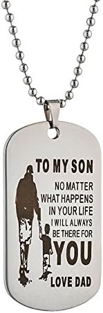 WMAO to My Son Gifts Always Remember to My Son Dog Tag from Dad Mens Boys Necklace Military Chain Air Force Pendant Thanksgiving and Child Birthday Best Souvenirs