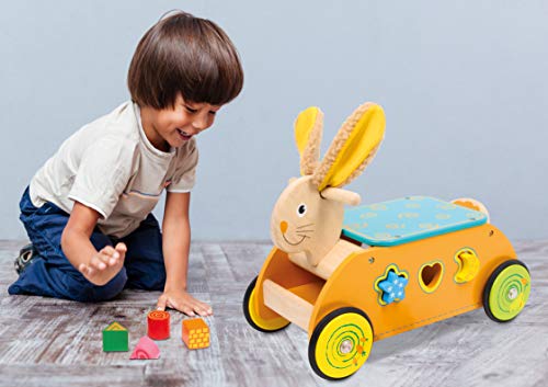small foot 1573 Rutscher Steckspiel aus Holz, Motorikspielzeug für Babys, ab 12 Monate Motorikwagen Hase – Bild 5