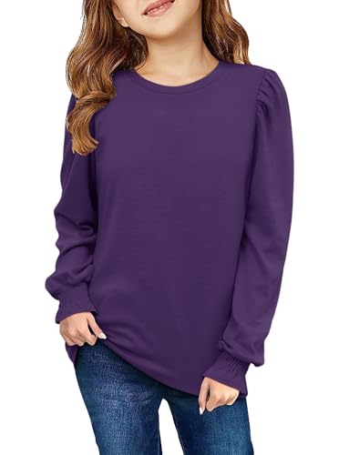 storeofbaby Purple T-Shirt Girls Plain Puff Long Sleeve Tops… at Amazon