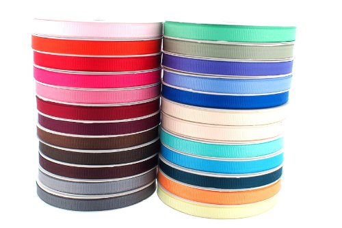 Trimweaver 1/4-Inch Grosgrain Ribbon, 5-Yard, 24 Spools, Multi Color