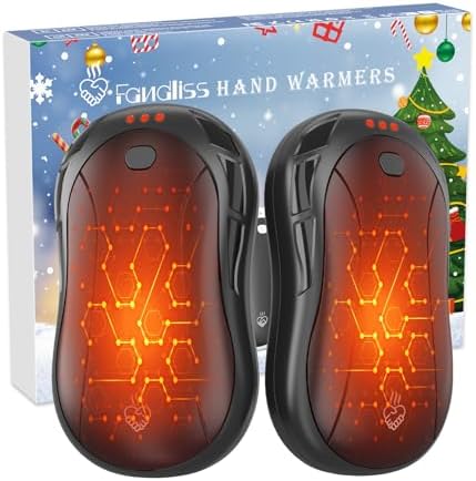 2-Pack Hand Warmers Rechargeable,FANDLISS 6000mAh Large Battery Capacity Hand Warmer,Hand Warmers Reusable for Camping/Hiking/Travel/Work,Best Tech Gift,Black