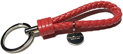 Dancyshop Fashion Leather Key Chain for Women Men, Braided Car Key Strap with Heavy Duty Alloy Key Rings for Office Home Use (Supply Single/Twin Rings) (Single Ring, Red)