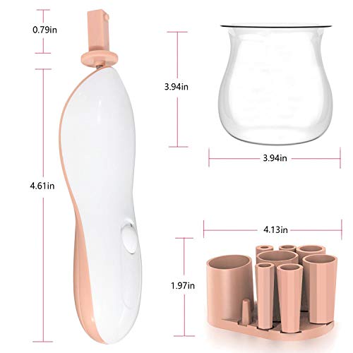 Makeup Brush Cleaner - Rantizon Automatic Cosmetic Brushes Cleaning Machine with 360 Degree Rotation, Professional Makeup Brush Cleaning Tool, Cleans and Dries with 8 Rubbers