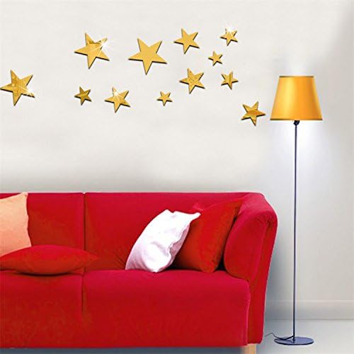 VancyTop Gold Stars Mirror Effect Acrylic Wall Sticker for Kids' Room Nursery Babys' Room Decoration