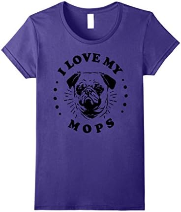 Womens I Love My Pug Mops Dog Breed Shirt Pet Owner Mom Dad Medium Purple