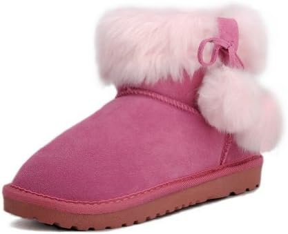 Vouge009 Women's Frosting Long Plush Candy Ankle Snow Boots with Bowknot,Pink,39