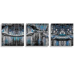 3 Panel Canvas Wall Art Abstract Blue Forest Pictures Home Wall Decorations for Bedroom Living Room Paintings Canvas Prints Framed - 12"x12"x3 Panels