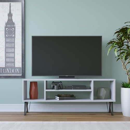 Hanah Home Soporte de televisión, Melamina, Blanco, Talla única